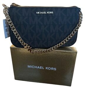 MICHAEL Michael Kors Jet Set Brown Small Pouchette with Gold Chain - NWT
